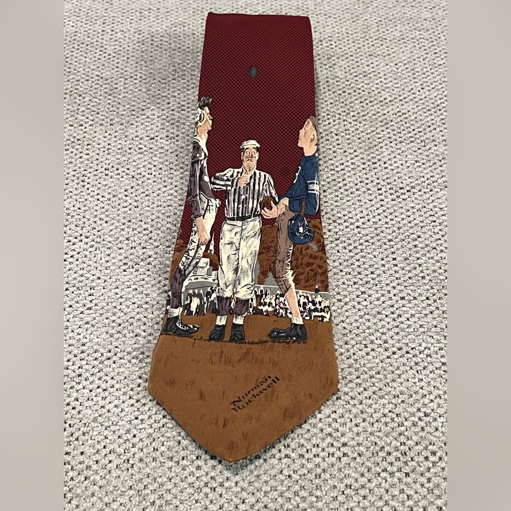 Vintage 1994 Norman Rockwell Football Coin Flip‎ Men’s Neck Tie - Picture 2 of 9
